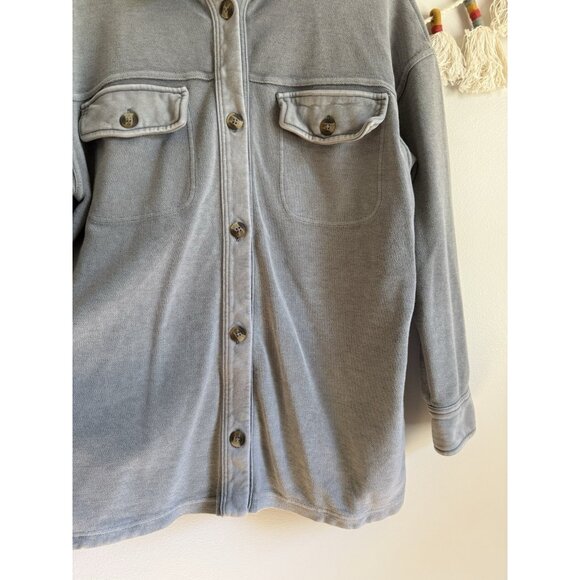 Aerie Trucker Oversized Gray Button Down Shacket Flannel Casual Basics Cotton M - Picture 6 of 10